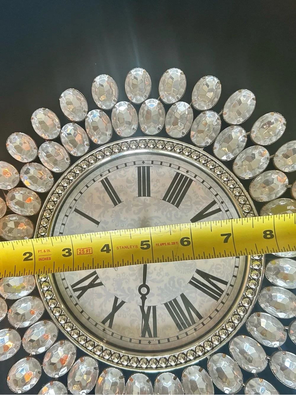 Sterling & Noble-10” Accent Decorative Wall Clock - Silver Finish- Bedazzled